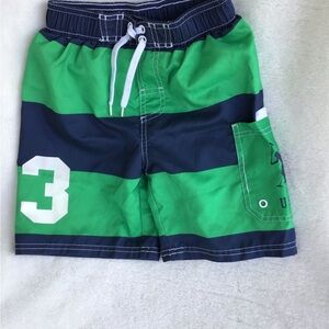 U.S. Polo Assn. Green and Navy Striped Boys Swim Shorts